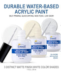 Matte White Touch Up Paint Pen Kit Dead On Wall And Cabinet Repair 3 Pack Flat Finish Quick Hit Scratch Fix featuring three 1oz bottles.