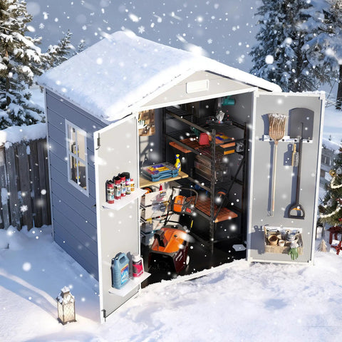 Lockable Plastic Garden Shed With Floor For Backyard Storage No Fuss Weatherproof Resin Tool Shed For Lawn Patio And Bike