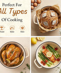 Ultimate Sourdough Starter Kit With Dutch Oven For Homemade Bread Baking Essentials showcasing bread, chicken, and salmon dishes.