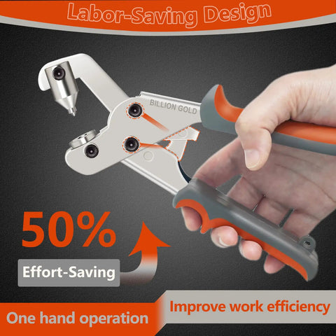 Heavy Duty Snap Fastener Tool Kit With Built In Hole Punch Die For Easy One Tool Punching On Canvas Leather Tarps And Boat Covers 20 Sets Of Snap Buttons Energy Saving Design For DIY Pros shown in hand operation view.