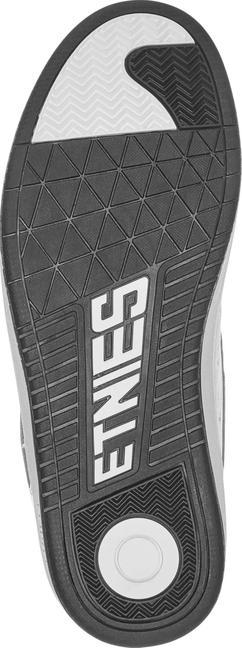 Sole view of Kingpin 2K Skate Shoes With Padded Low Top Cupsole, Durable Reinforced Stitching, White Black Colorway, Size 8.5