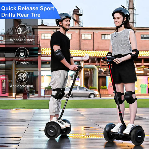 Two Pack 10-2.75 Inch Solid Tires With Quick Release Drift Style For Gokart Pro Pro 2 S Max And Lamborghini Edition Rear Tire Upgrade For Ninebot Gokart Family, people on scooters in city square