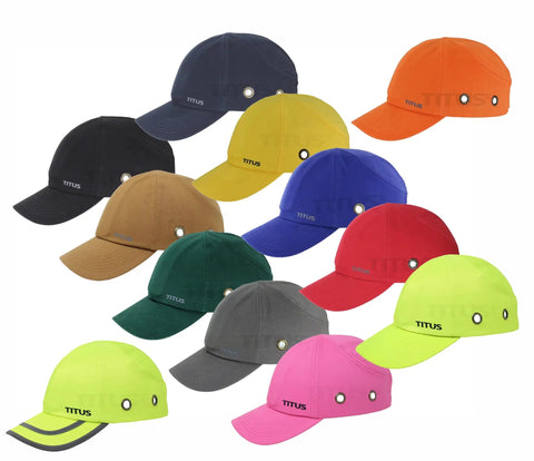 Go To Lightweight Safety Bump Cap Baseball Style Protective Hat in various colors including navy blue, with removable shell.