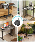 Top Shelf Standing Desk Casters With Lockable M8 Stem Rollers Built For Heavy Loads showcased on multiple tables in diverse settings.