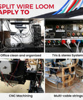 Images of wire setups showing uses for Braided Wire Loom Kit For Automotive Wires One Half Inch Split Cable Sleeve Mesh Protector.