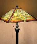 Tiffany Floor Lamp With Stained Glass Shade Two Light 63 Inch Tall blackish bronze resin base with chain pull