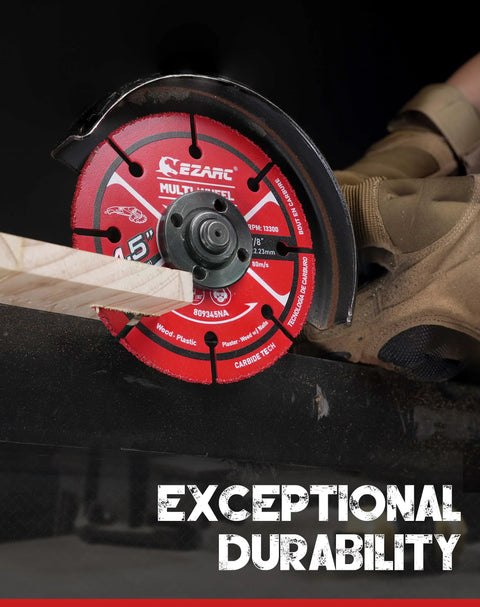 EZARC 3-inch carbide cut-off wheel on angle grinder; red disc for wood and plastic, 2-pack