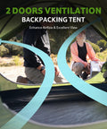 Bleik-A 2 To 3 Person Camping Tent With Waterproof Double Layer showing ventilation system and two people inside