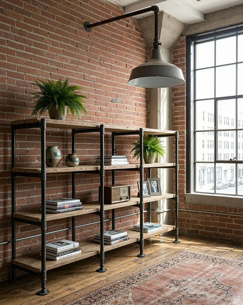 Industrial bookshelf with 10 Pack 1 Inch By 12 Inch Black Malleable Iron Pipe Nipples With Threaded Ends For DIY Steampunk decor
