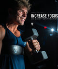 Man using Arm Blaster For Bigger Biceps With Thick Aluminum Build Contoured Padded Edges Adjustable Elbow Posture Support in gym.
