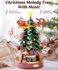 3D Puzzles For Adults Awesome Wooden Music Box Christmas Melody Tree 319 Piece Model Building Kit, Santa sleigh display
