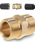Brass M22 14mm pressure washer hose connector, heavy-duty quick-connect coupler for up to 4500 PSI