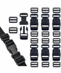 Replacement Quick Release Buckles For 1 Inch Straps 6 Pack With 12 Tri Glide Fasteners shown with nylon webbing