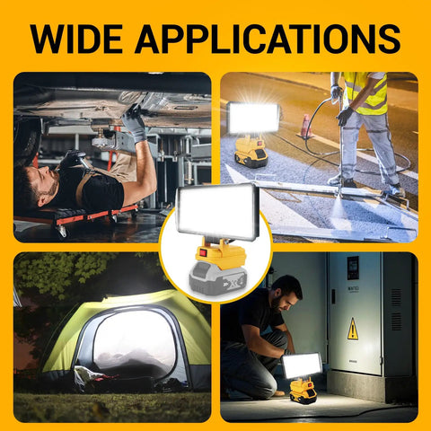 Gutsy Cordless Led Work Light 8 Inch Portable Flood Lamp Offering Dual Step Dimming 90 Watt 9000 Lumen Blast With Low Voltage Safety Shutoff Usb Charging Hub Compatible With Standard 20 Volt Power Tool Packs Ready To Roll Bare Unit For Weekend Warrior