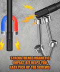 Magnetic hex bit from Impact Driver Hex Bit Set 41 Piece 2 Inch And 4 Inch Long picking up screws with ease