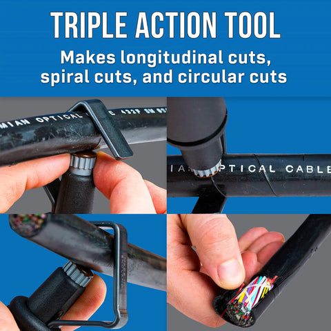 Round Cable Stripper CST-4000 With Patented Spiral Stripping Mode For Fast, Precise Jacket Removal On Large Cables From 3/4 To 1-5/8 Inch Diameter That Cuts Through PVC, Rubber, PE And More