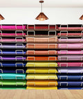 Turn Up The Vibes With This 4x4ft Multicolor Fabric Backdrop Packing A Realistic Cardstock Look For Dope Photo Shoots And Hype Booth Displays Built From Buttery Soft Fade Resistant Polyester That Never Lets You Down, colorful fabric and cardstock on a rack.
