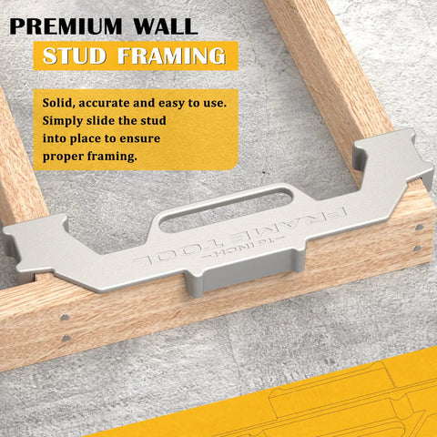 16 Inch On Center Stud Layout Tool Forged From Tough Cast Aluminum Rock Solid Framing Spacing Jig on wood framing.