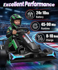 Child enjoying Electric Drifting Kart 24V With 800W Twin Motors, 10Ah Battery, Outdoor Ride On Toy on racing track