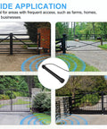 No Sweat Vehicle Sensor For Automatic Gate Opener With Extended Range Driveway Exit Wand shown in various gate applications outdoors.