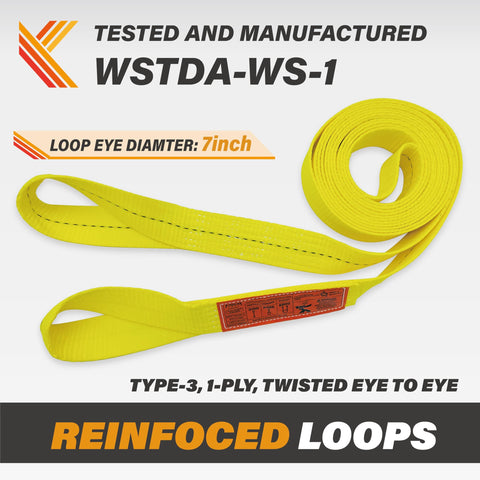 2 Inch By 8 Foot 1 Ply Webbing Sling Lifting Straps Heavy Duty Web Strapping Rigging Gear For Moving Towing Hoisting And Securing Loads Polyester Material Low Stretch with reinforced loops