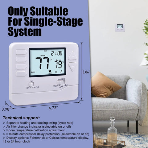 Keepin It Comfy With A 5-1-1 Day Programmable Thermostat For Your Home Conventional Single Stage 1 Heat 1 Cool White Backlight