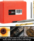 Left Hand Drill Bit And Heavy Duty Screw Extractor Set 37CrMo And 6542 HSS Cobalt in red case with bits and extractors