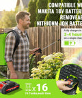 Man using Battery Powered Backpack Sprayer 5.3 Gallon 20L with 21V battery and 100 PSI for lawn care, compatible with Makita batteries.