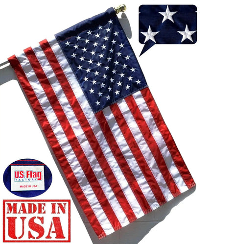 3x5 Ft American Flag Nylon SolarMax With Embroidered Stars And Sewn Stripes For Outdoor Use Built To Last With Pole Sleeve