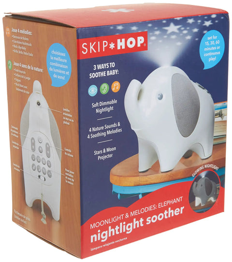 Box of Baby Soother Night Light Moonlight Melodies With Projection And Music showing product features and design.