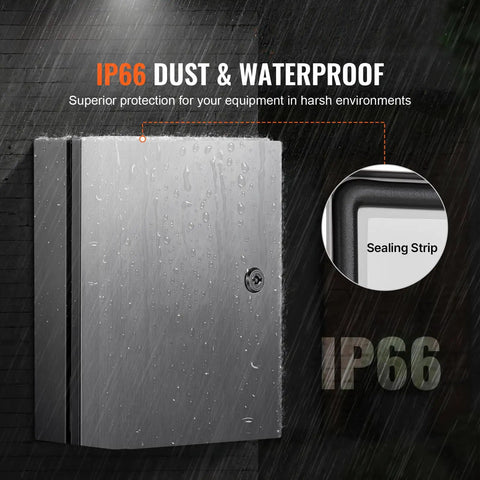 Pro Level 16 By 12 By 8 Inch Genuine 304 Stainless Steel Electrical Enclosure Box Built Like A Tank With Ip65 Weatherproof Shield and Rock Solid Lock Hardware For Easy Wall Mount Setup with rain protection