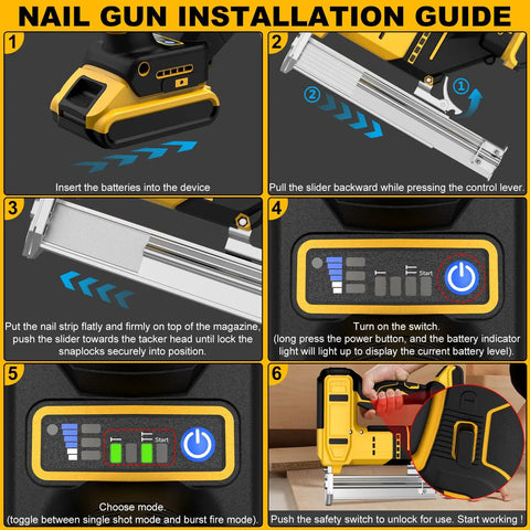 Heavy Duty Cordless Brad Nailer And Staple Gun Combo For Precision Trim Work Upholstery And Home Repair Fits Standard Twenty Volt Batteries setup guide