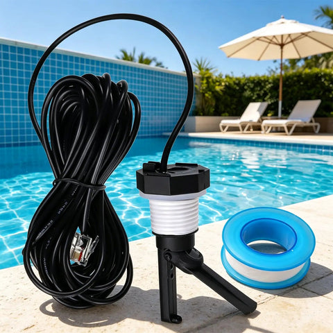 Flow Switch for Hayward Goldline Aquarite Salt Systems and Aqua Rite Pool Chlorine Generators, Reliable Flow Sensor for Hayward Salt Cells, 15 Ft Cable, No-Fuss DIY Replacement for Salt Cell Flow Switch, black cable with threaded sensor and tape