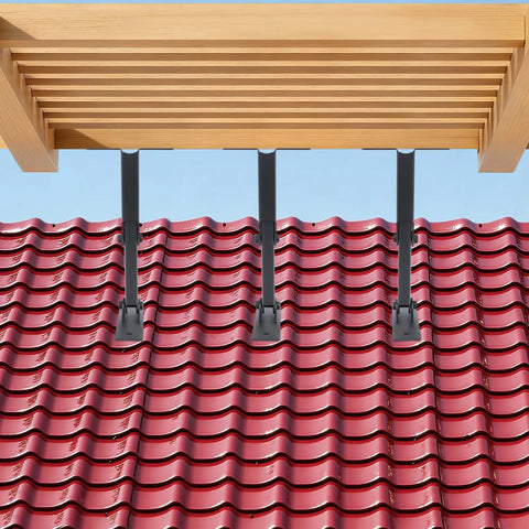 3 Pack Beefy Heavy Duty Roof Riser Brackets Adjustable Height And Angle Pergola Bracket Kit With Black Spray Coated For Gazebo Patio Cover And Carport