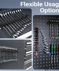 Heavy Duty Magnetic Wrench And Screwdriver Organizer For Workshop And Garage, Space Saving Tool Rack shown in various installations