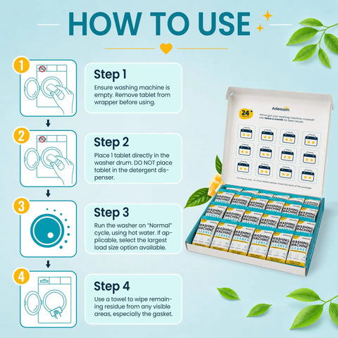 How to use Pet Owner Friendly Washing Machine Cleaner Tablets 24 Pack With Enzyme Based Formula step-by-step instructions