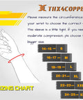 Sizing chart for Copper Infused Compression Wrist Sleeve For Men And Women Boost Circulation And Recovery All Day Comfort Odor Resistant No Sweat Up To 96 Hours 1 Pair Everyday Wear And Recovery Support