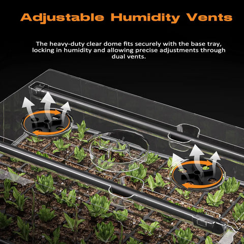 Close-up of 60 Cell Self Watering Seed Starter Tray With Grow Light For Indoor Seed Germination Kit With 4 Inch Humidity Dome