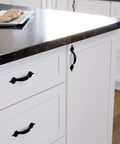 Matte Black Cabinet Handles Five Pack Three And A Half Inch Center To Center Classic Pulls on white kitchen cabinets