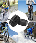 Collage of cyclists and 2-Pack 27.5 Inch Heavy Duty Bike Tubes 27.5x1.75 to 2.40 AV Schrader Valve 32mm 45 62 584 Inner Tubes