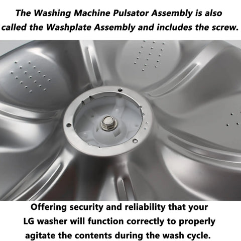 Chrome Wash Plate Pulsator Assembly For LG Kenmore Sears Top Load Washers showing central screw and metallic finish