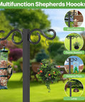 Heavy Duty Garden Hose Holder With Dual Side Hooks And Freestanding Shepherd Hook for Outdoors with bird feeders and plants