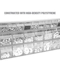 Clear Stackable Hardware Organizer Bins Set With 21 Small Storage Bins for nails, screws, nuts, bolts, wall mounted view