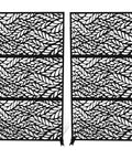 Metal Outdoor Privacy Screen Set Of 2 Freestanding Privacy Fence Panels, leaf black finish, shown front view.