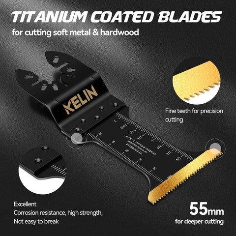 Titanium coated blade for Heavy Duty Titanium Oscillating Tool Blades Kit with 88mm semicircle blades for metal and wood cutting