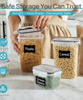 Person organizing kitchen with Stackable Airtight Food Storage Containers With Lids, 24-Piece Plastic Canister Set.