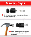 Usage steps for Easy To Use Screw Anchor Expander For Caulking Anchors 1/4 Inch To 20, compatible with 84299 drill part