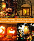 Lit Flame Effect LED Light Bulb With 4 Modes And Gravity Sensor E26 Base Flickering Fire Bulb For Halloween Parties And Home Decor Perfect For Indoor Ambience And Spooky Home Lighting 2 Pack displayed in seasonal decor setting