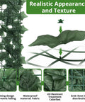 Faux Ivy Privacy Fence Screen 138 By 39 Inches with Realistic Artificial Ivy Leaves, green leaf texture and grid structure.