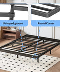 Heavy Duty King Box Spring 2 Inch Low Profile Metal Bed Base featuring U shaped groove and round corner design for safety.